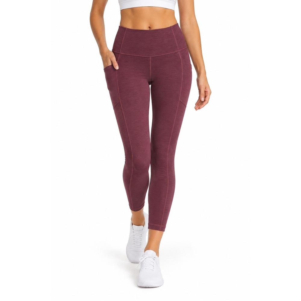 Victoria's Secret Studio Leggings 6 Burgundy High Rise 7/8 Pocket Yoga NWT